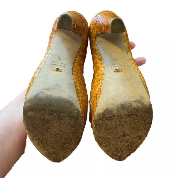 Sergio Rossi Snake Print Platform Heels Size 5 High Heel Pumps Designer Shoes - Picture 6 of 15